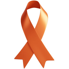 Orange Awareness Ribbon Symbol of Leukemia, Multiple Sclerosis (MS), Kidney Cancer, Hunger Awareness, Gun Violence Prevention, ADHD, Self-harm Awareness, and Cultural Diversity