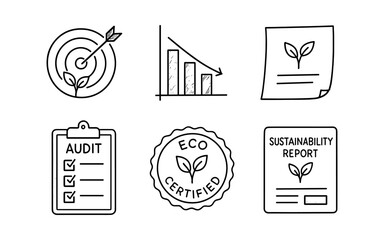 Obraz premium Eco-friendly business icons for audit and sustainability reporting