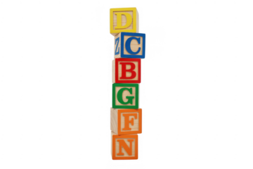 Colorful wooden alphabet blocks wooden blocks letters isolated on a transparent background