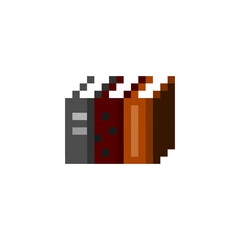 Pixel art icon of a stack of books in retro 8-bit style, symbolizing education, learning, and knowledge. Perfect for apps, games, and digital interfaces. Vector 
