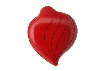 Red glossy leaf shaped with black lines isolated on a transparent background