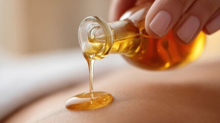 Close-Up of Warm Oil Massage on Skin in Spa Setting