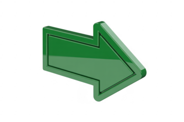 Green arrow sign direction navigation isolated on a transparent background