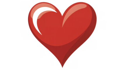 Red shiny heart symbol red heart love Valentine's Day isolated on a transparent background
