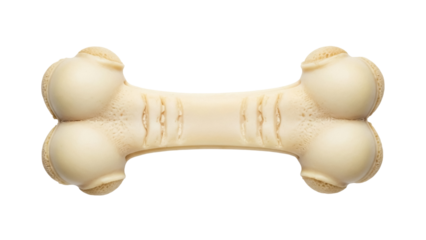 Isolated dog bone toy for pets, chewing, beige color, small size, dog and puppy food and care