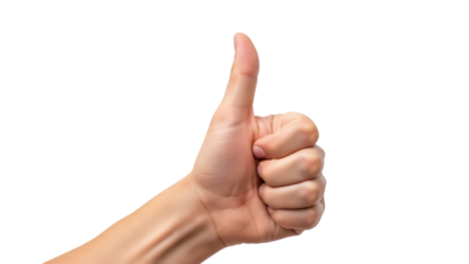 Isolated Hand gesture of thumbs up signifying approval and success, concept of like