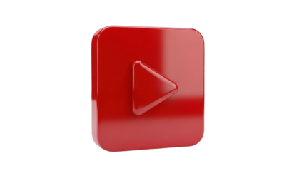Isolated red square icon with play button, digital content creation and streaming media