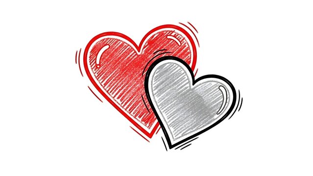 Intertwined hearts in red and silver - Powered by Adobe