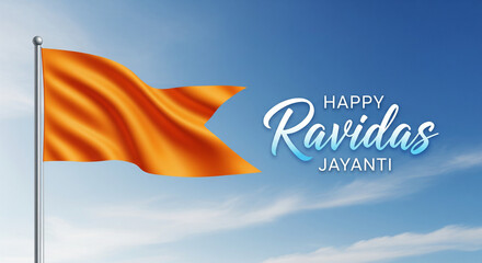 Ravidas jayanti guru celebration india festival orange flag typography greeting motion graphic loop background