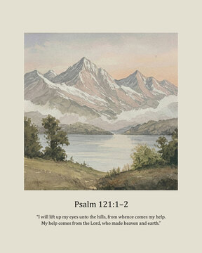 Christian landscape wall art. Bible verse scripture prints. Vintage countryside paintings, peaceful nature scenes, faith inspired home decor collection.