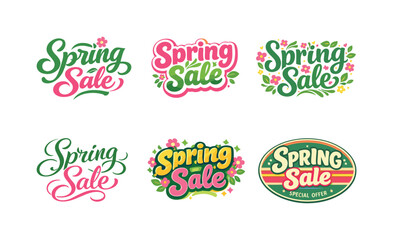 Spring Sale Variations. Spring sale lettering. Set lettering. harmonious lettering variations of the same emblematic concept, each with different artistic