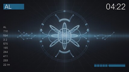 Futuristic Science Interface Display , atomic, digital, interface, futuristic, science, technology, 