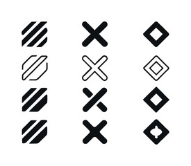 Obraz premium Geometric Icon Set. Geometric composition. Icon set. Set Logo of Geometric composition: Dynamic diagonal pattern: Flat solid, Symmetrical form, Iconic shape,