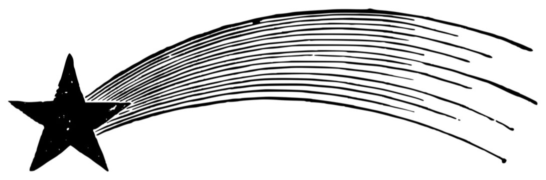 Shooting star illustration with trailing lines