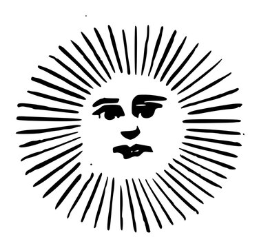 Sun illustration with rays and facial features