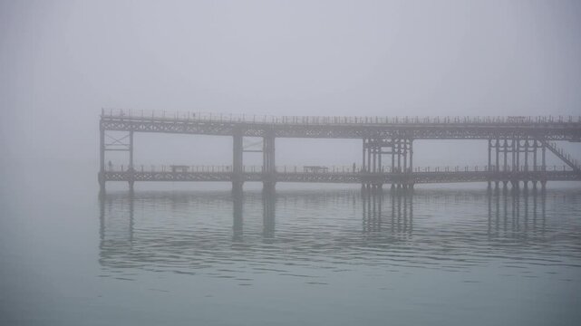  Muelle del Tinto in Huelva, Spain. foggy day.