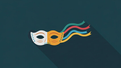 Colorful Carnival Mask on Dark Background with Shadow, Isolated Illustration