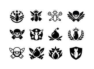 Fototapeta premium Sapper Logo Variations. Sapper. Icon set. Set Logo of sapper: explosive ordnance symbol. harmonious logo variations: Abstract geometric, Flat solid, Minimal