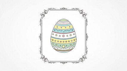 Decorated Easter Egg in Ornate Frame Isolated on White Background