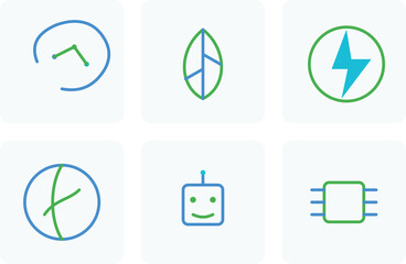 Eco Tech Line Icon Pack &ndash; Sustainable Technology and Green AI Symbols