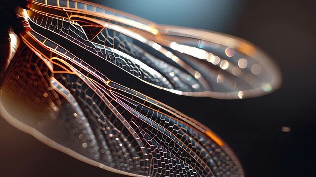 Dragonfly Wings Macro Detail with Iridescent Light