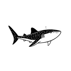 Fototapeta premium Whale Shark. Whale Shark simple black and white line art vector logo