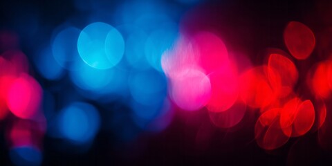 Distinct circles of vivid blue and radiant red light create an abstract background effect