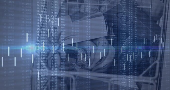 Animation of financial data over supermarket cart