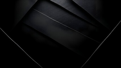 Abstract Black Geometric Layers with Textured Surfaces and Dynamic Lighting Creates a Sense of Depth and Modern Aesthetic