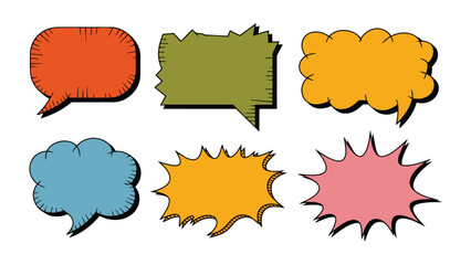 A comprehensive set of comic speech bubbles and chat icon vectors featuring cloud shapes and communication symbols for dialog design and cartoon message illustrations