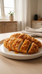 Golden cornflake-crusted chicken glistens in sunlight, embodying cozy brunch vibes and quirky comfort food celebrations