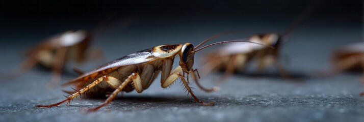 Creeping cockroach ensemble, urban wildlife explorers, unseen nocturnal ballet, resonating with Pests Awareness Week and National Insect Appreciation Day