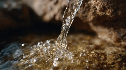 Crystal-clear water cascades over ancient mystic stones, embodying tranquility and renewal at the heart of World Water Day