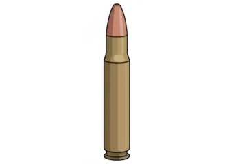 Single bullet ammunition metal isolated on a transparent background