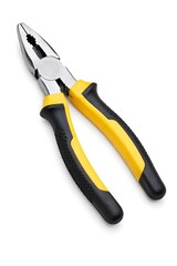 Obraz premium Combination Pliers with Yellow Handle Isolated on White