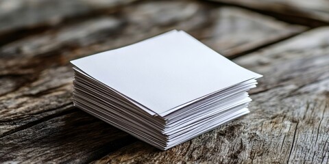 Sticky notes, stack and paper with pages on wooden table for schedule planning, agenda or reminder. Closeup of empty cards or documents for memory, memo or message on checklist, Generative AI