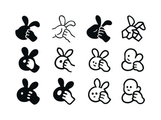 Fototapeta premium Baby Hands Icon Set. baby hands grasping. Icon set. Set Logo of baby hands grasping: infant holding soft toy ear. harmonious logo variations of the same