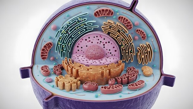 Internal Anatomy of a Eukaryotic Cell Showing Complex Organelle Systems
