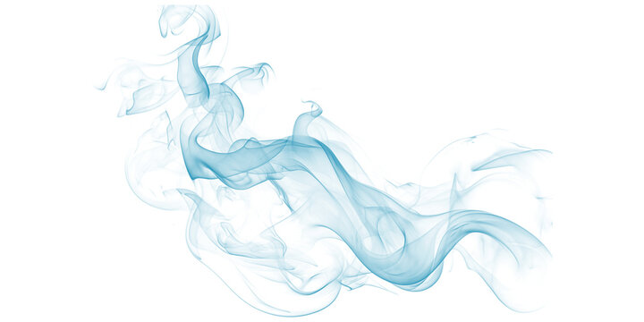 Vibrant blue smoke swirls against pure black background ethereal digital art glow flowing abstract texture modern