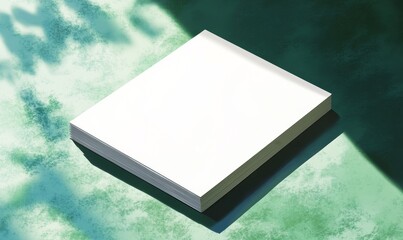 Sticky note, page and mockup with paper for agenda, tasks or reminder on a green background. Empty space, sign or small document for alert, notification or message on memo, Generative AI