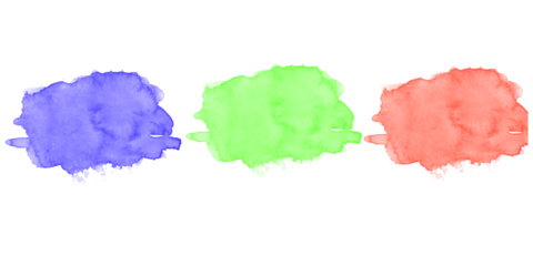 Vibrant RGB watercolor art blue green red ink splashes on black Abstract design modern palette primary color texture