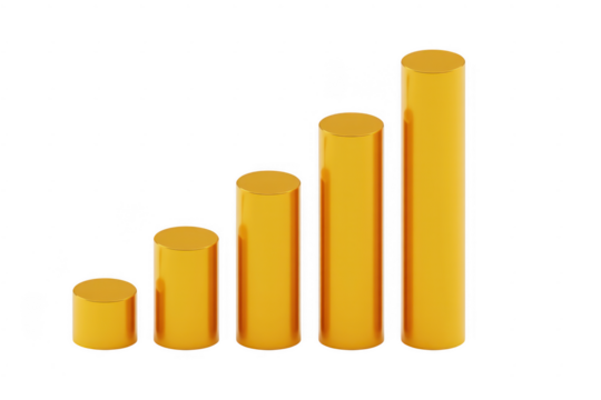 Golden bar graph isolated chart isolated on a transparent background - Powered by Adobe