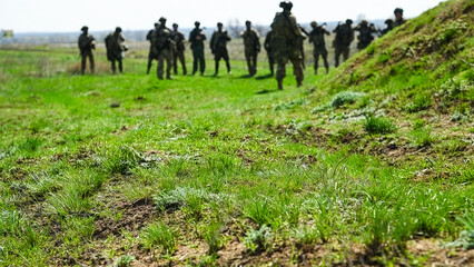 Modern Russian soldiers during training at the training ground
