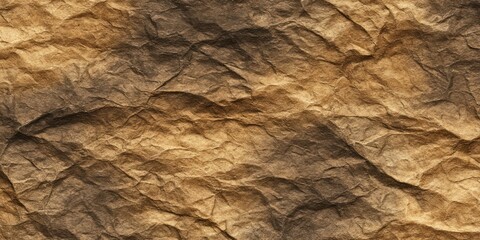 Richly textured brown material displays numerous deep creases and varied shading.