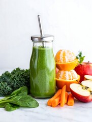Vibrant Green Smoothie with Fresh Fruits and Vegetables