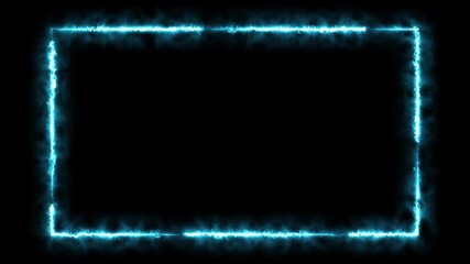 Light blue glowing rectangular frame with animated electric particles and soft neon border isolated on transparent background ideal for online events digital shows and modern interface design - Powered by Adobe