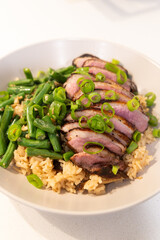 Delicious freshly cooked duck breast meat.