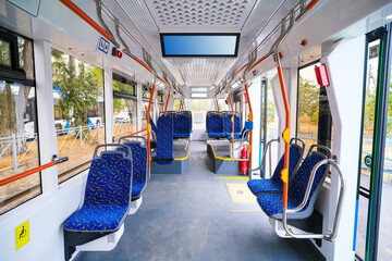 Inside New Modern City Tram