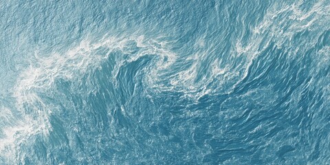 Deep ocean water exhibits complex surface texture with churning white foam patterns