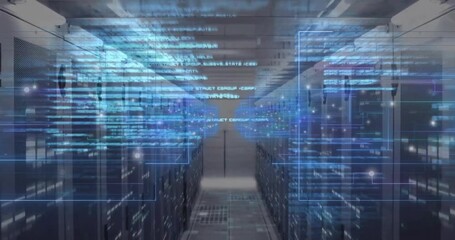 Animation of digital data processing over computer servers - Powered by Adobe